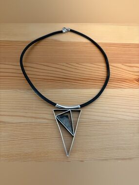 Vintage Sterling Silver Triangle Necklace